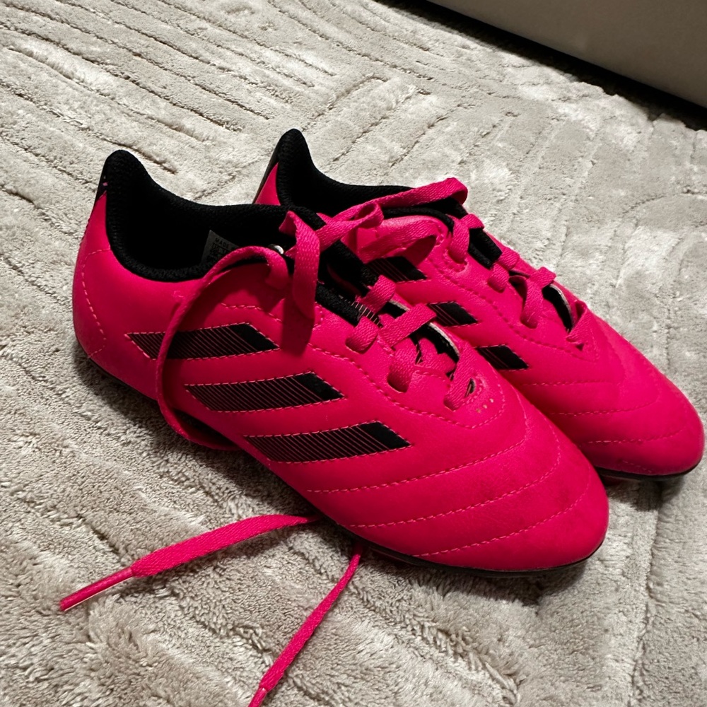Adidas Fuchsia Soccer Shoes with Black Stripes